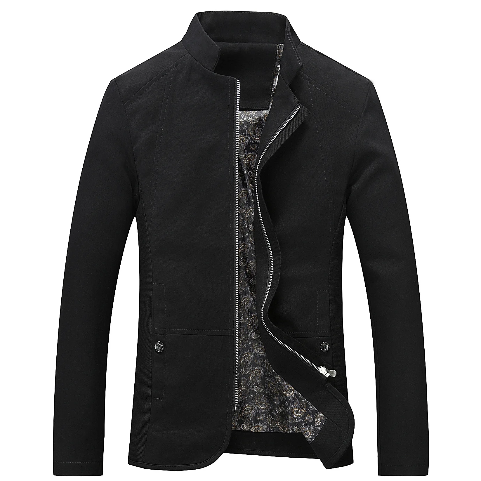 black Осенняя мужская куртка для отдыха Свободное пальто мужская одежда W121 - Color: black