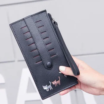 

New Bag For Women Korean Cute Kitten Print Lady Purse Long Wallet Ultra-thin Design Female Card Package Clutch Girls Handbag