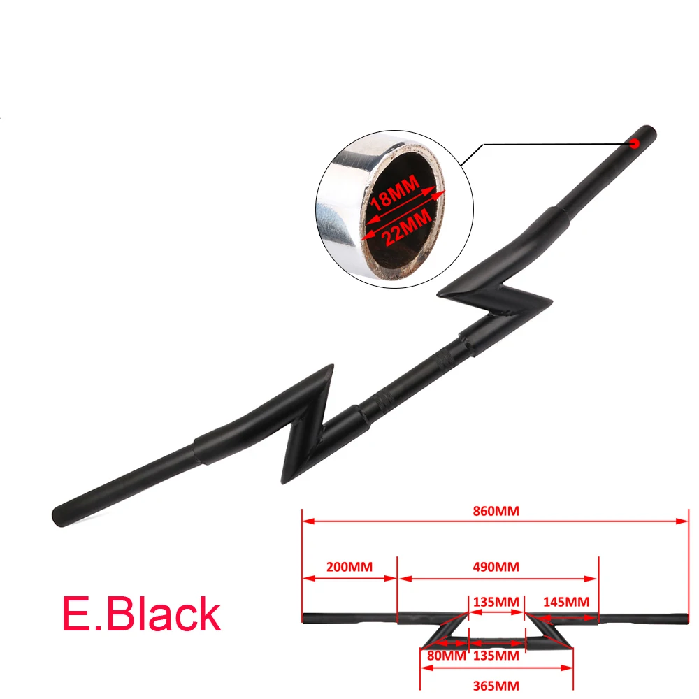 Мотоцикл Универсальный 22 мм 25 мм руль тяги прямые пользовательские ручки Z-Bar для Harley Chopper Bobber Кафе Racer Cruiser Bobber - Цвет: E black 22mm
