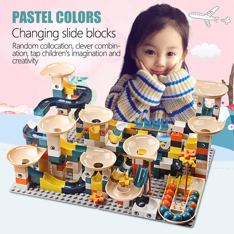 83 332PCS Marble Race Run Bricks LegoING Duploed Big Size Building Blocks Funnel Slide Blocks DIY 2