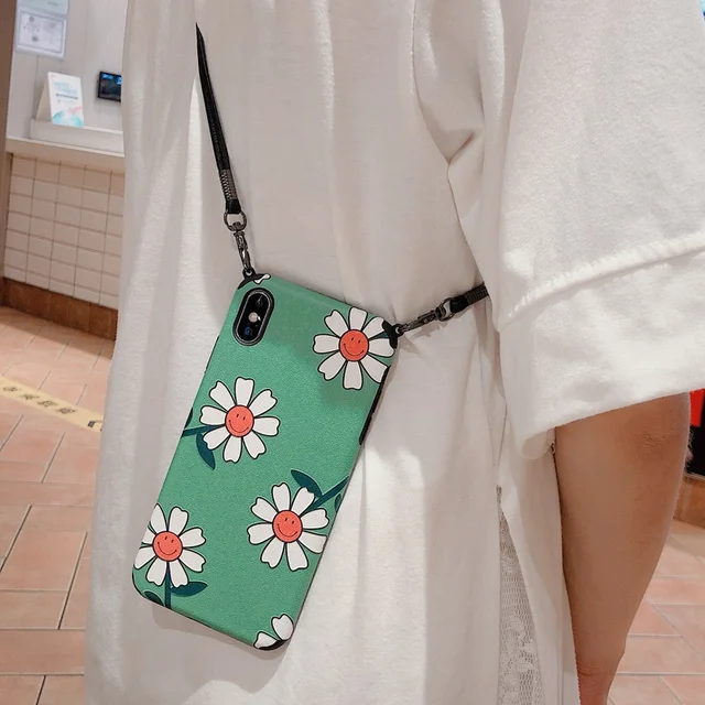 US $4.37 Crossbody Necklace Cord Lanyards with Rope Phone Case For iPhone 11 XS Max XR X 8 6s Plus Flower Ca