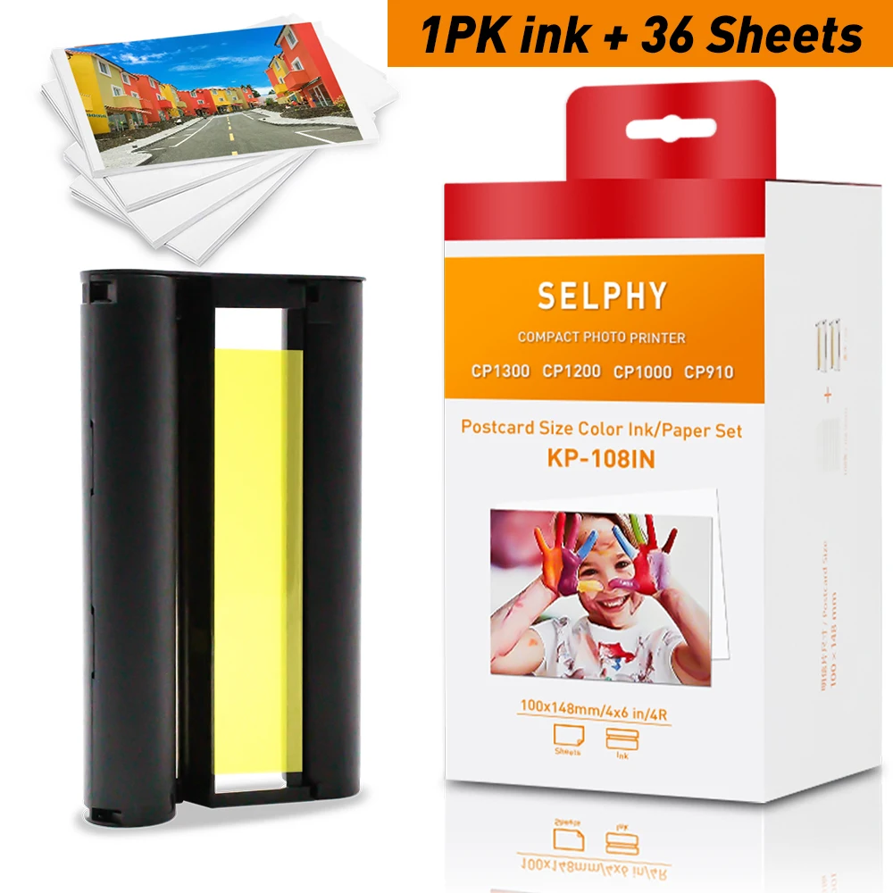 For Cp1300 Ink Paper Set Kp-36in Ink Cassette 36 Sheet Paper Compatible For Canon Selphy Cp900 Cp910 Cp1300 - Printer Ribbons - AliExpress