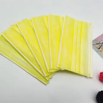

10/20/50/100/200Pcs Yellow Three-layer Disposable Non-woven Mouth Mask Meltblown Cloth Masks Earloops Masks