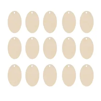 

50pcs Wooden Pieces Wooden Cutouts Oval Shape Pendant Embellishments Ornament Decoration for DIY Art Easter Decor