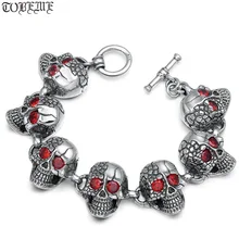 Новинка, ручная работа, Тайский 925 серебряный браслет с черепом, 925 пробы браслет со скелетом, настоящий серебряный мужской браслет с черепом, ювелирные изделия в стиле хип-хоп