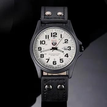 Brand Sport Military Watches Fashion Casual Quartz Watch Leather Analog Men 2019 New SOKI Luxury Wristwatch Relogio Masculino