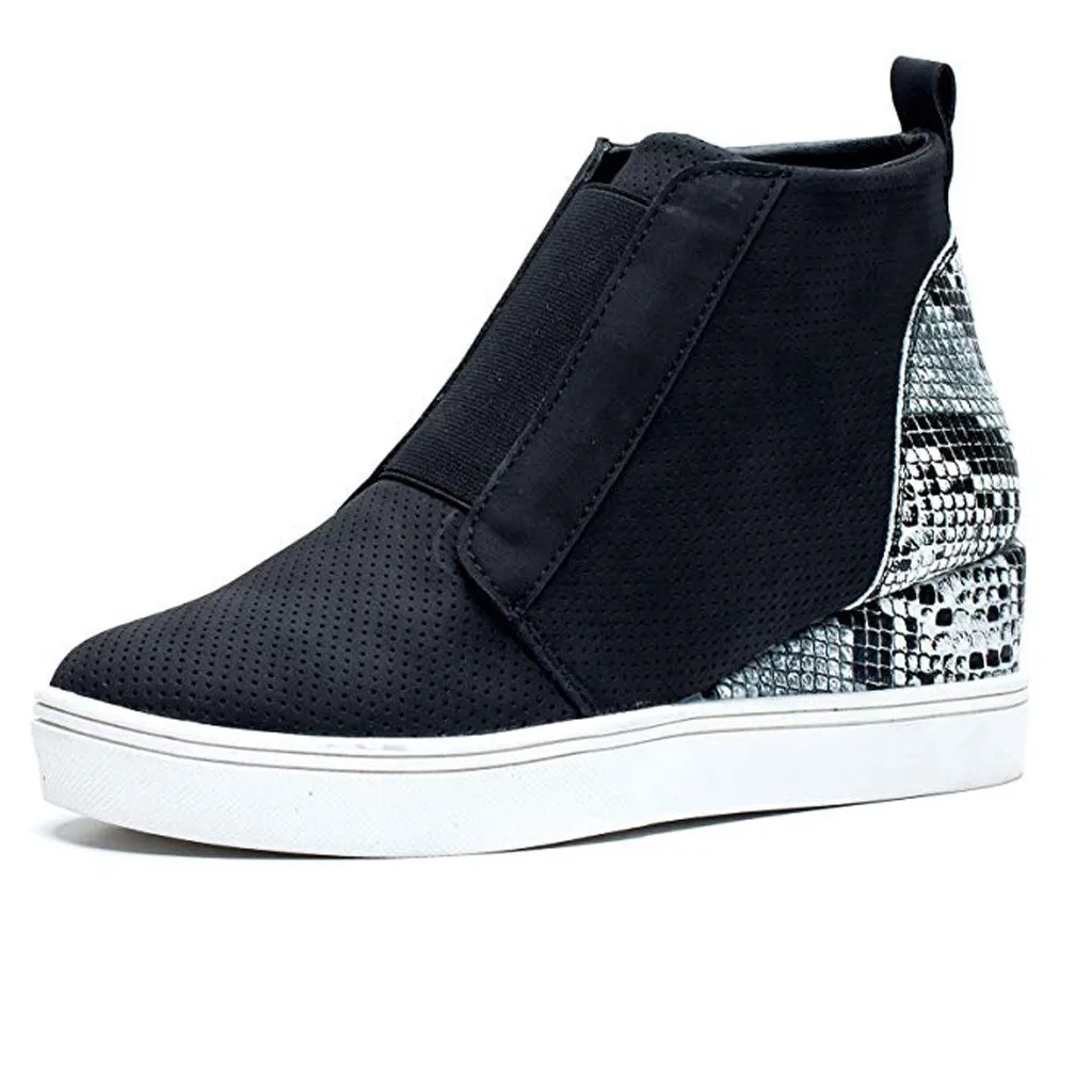 

snake print Mixed Colors ladies shoes Stitching Wedges Breathable Walk Casual shoes woman sneakers Soft Bottom Comfortable