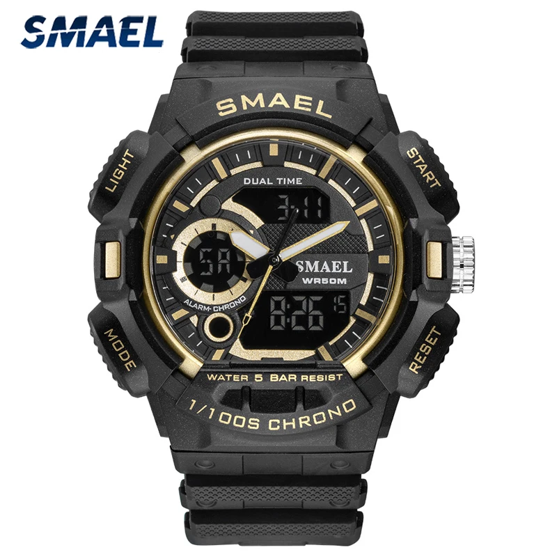Часы SMAEL мужские спортивные кварцевые аналоговые светодиодные цифровые военные