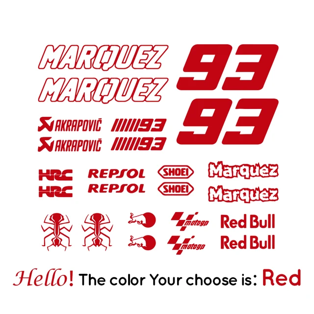 Marquez 93 Vinyl Stickers Motorcycle Decals Removable Car Sticker Motorbike Decal Decoration Red