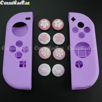

Silicone Case + 8pcs Cute Cat Paw Claw Thumb Stick Grip Cap Joystick Cover For Nintend Switch Lite NS Joy-Con Controller