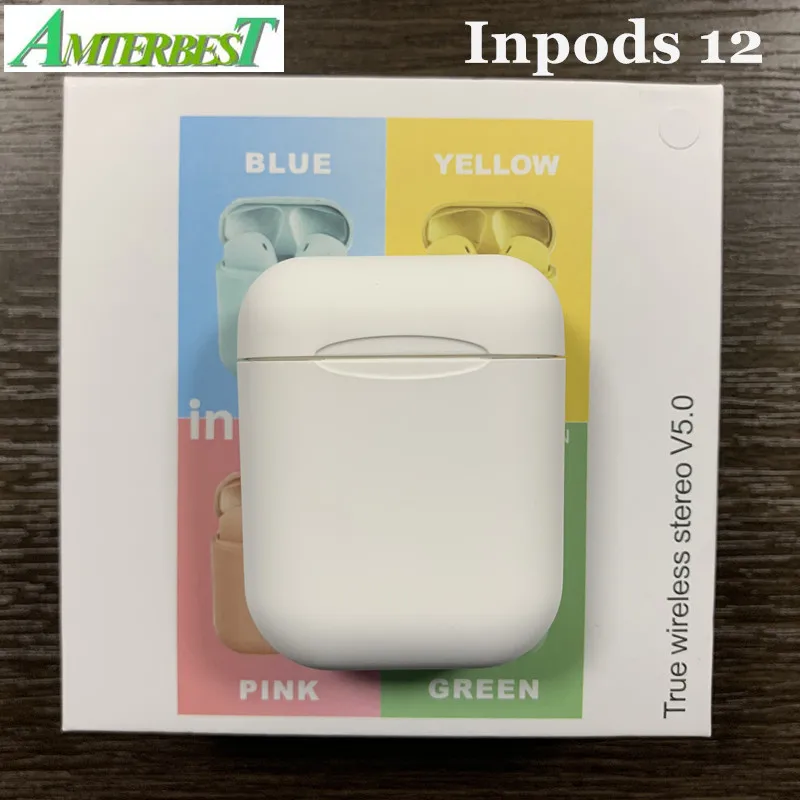 

AMTERBEST Inpods 12 Wireless Touch Control Earbuds Frosted Feel TWS Earphone 5.0 Stereo Headset with Charging Box for Smartphone