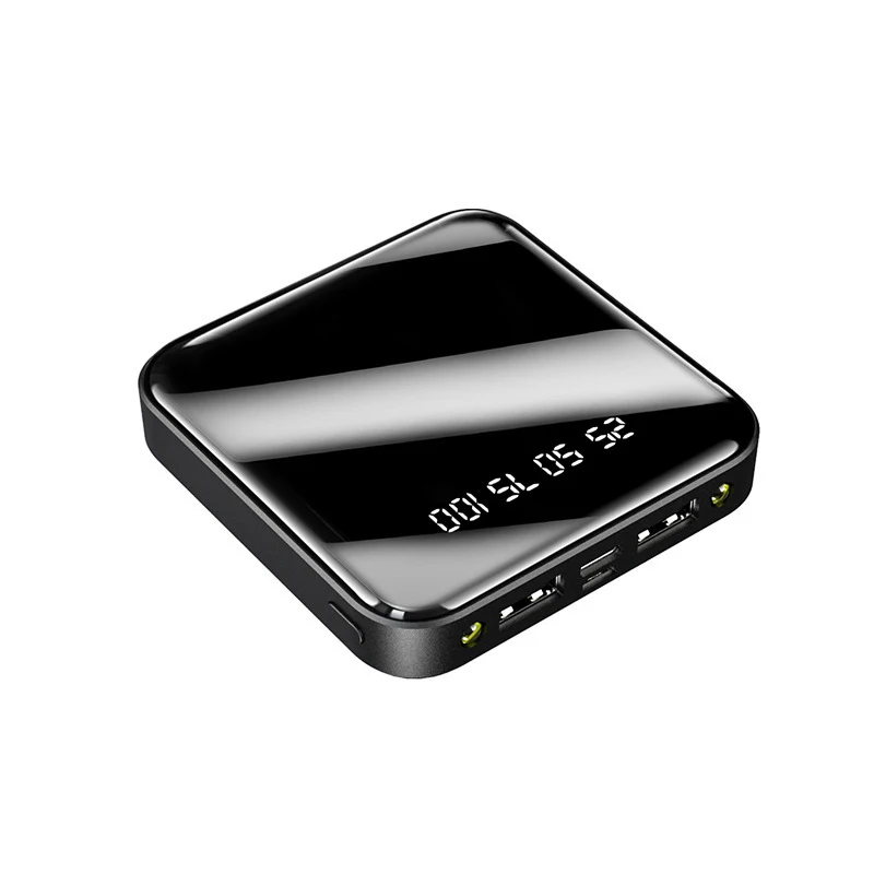 Mi ni power Bank, 20000 мА/ч, портативное зарядное устройство для быстрой зарядки, светодиодный внешний аккумулятор с двумя usb-портами, Внешнее зарядное устройство для iPhone Xiaomi mi 9 - Цвет: Черный