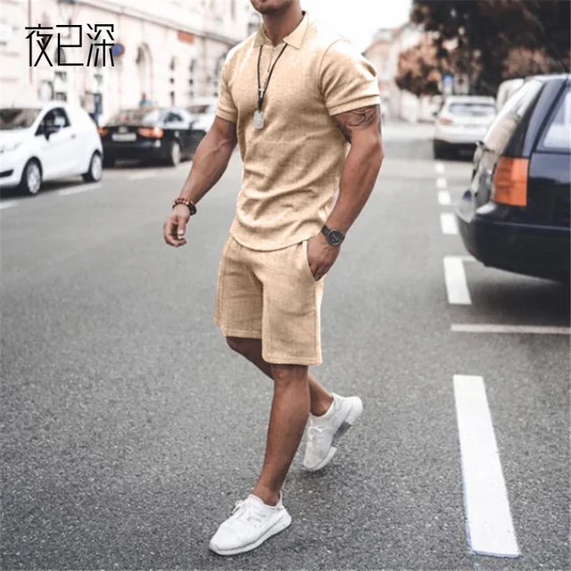 Ropa holgada de estilo europeo americano para traje de ocio a la moda, Verano|Conjuntos para hombres| - AliExpress