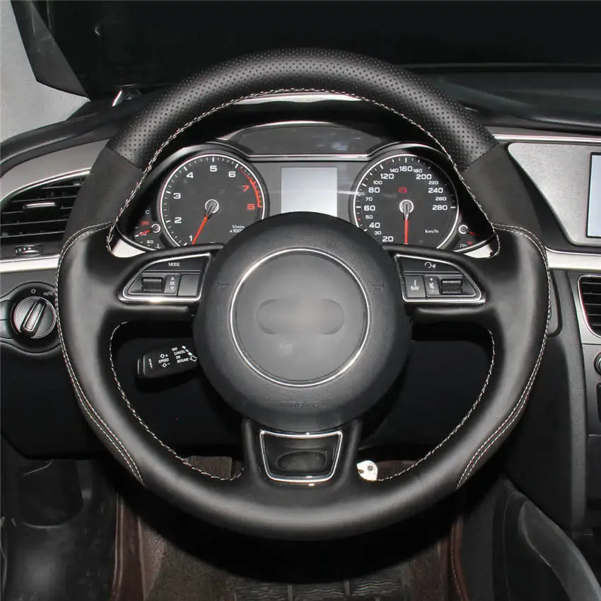 Style-08 Крышка рулевого колеса автомобиля ручной stitc h на обертывание покрытие салона автомобиля украшение для Audi A1 A3 A5 A7 - Название цвета: Style-08