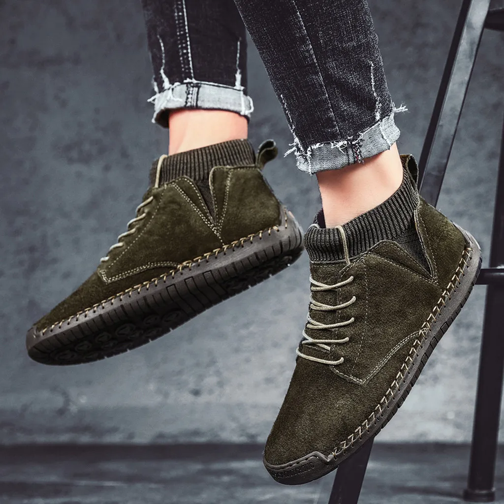 

Eillysevens Retro Combat Boots Men's Casual Boots Breathable Socks Locomotive Tooling ankle snow boots men#q45