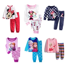 Minnie Mickey Cartoon Pajamas For Baby Girls Cute Elsa Anna T shirt+ Pant 2PCS Pajama Sets Casual Kids Girl Sleepwear Outfits