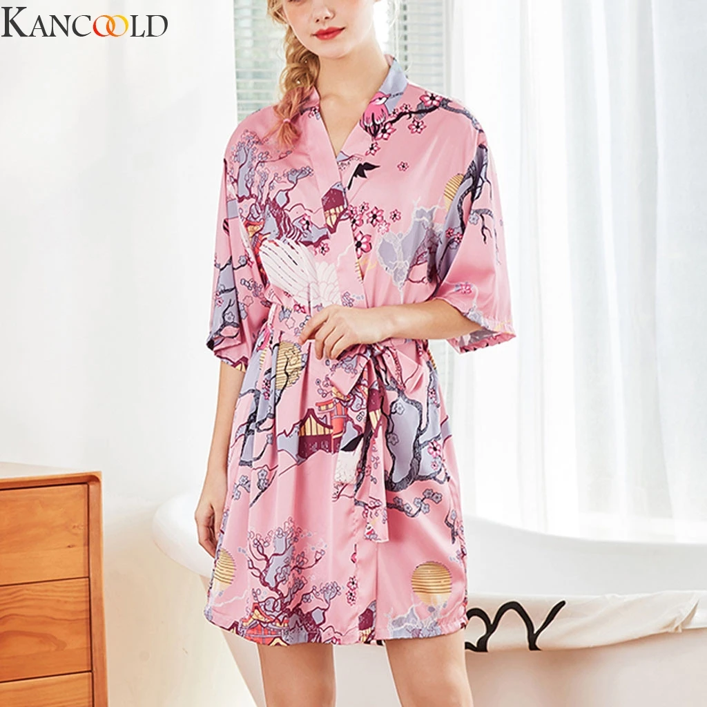 KANCOOLD, китайский стиль, модный свободный мягкий удобный ночной халат, Женский банный халат с поясом, женская сексуальная одежда для сна, новое поступление