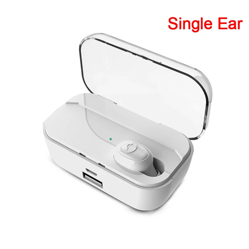 TWS Bluetooth 5,0 IPX7 водонепроницаемые HiFi Беспроводные наушники с микрофоном 2200 мАч Зарядное устройство дисплей 6D стерео беспроводные наушники - Цвет: white single