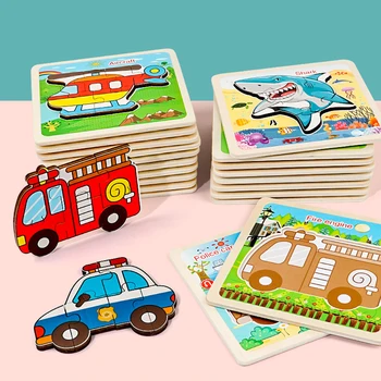 

Animal Fruit Cognition Jigsaw Puzzle Rich in Color Benefiting Eyes Development 3D Wooden Board Kids Educational Toys