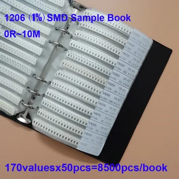 

1206 SMD Resistor Sample Book 1% Tolerance 170valuesx50pcs=8500pcs Resistor Kit 0R~10M