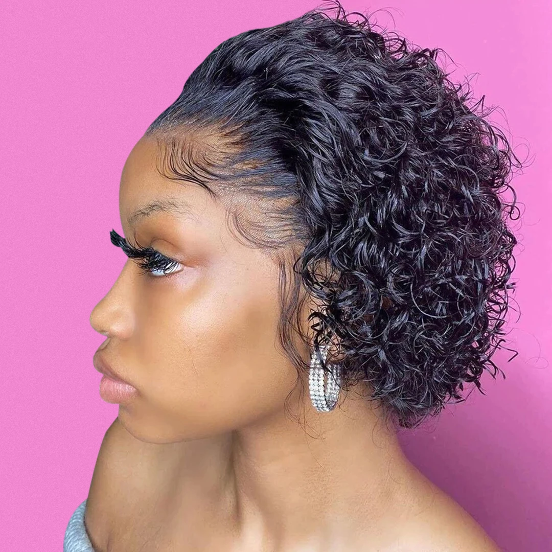 ali express Wig Short Bob Curly Human Hair Wigs Cheap Under $50 13X2 Transparent Lace For Women 5 Star | Шиньоны и парики