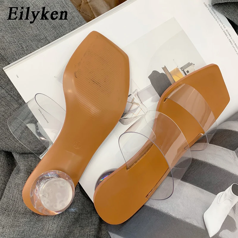 EilyKen/Большие размеры 41 42 43 Модные прозрачные туфли без задника Женские шлепанцы
