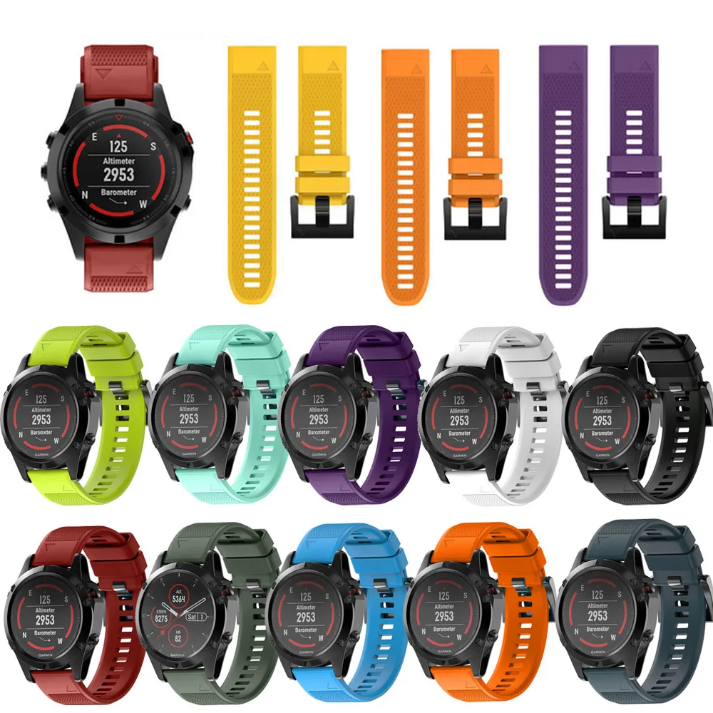 26 22 20MM Watchband Strap for Garmin Fenix 5 5X 5S 3 3 HR Fenix 6X 6 6S S60 MK1 Watch Quick Release Silicone Easyfit Wrist Band