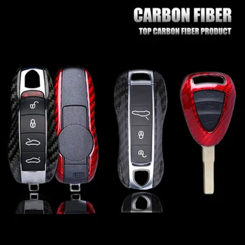 

100% Carbon Fiber Car Key Case Cover for Porsche Panamera Cayenne 958 Macan 718 911 Keyless Remote Case Casing Side Shell Cap