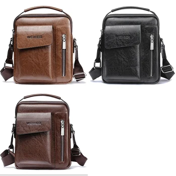 

Weixier Vintage Messenger Bag Men Shoulder Bags Pu Leather Crossbody Bags For Men Bags Retro Zipper Man Handbags