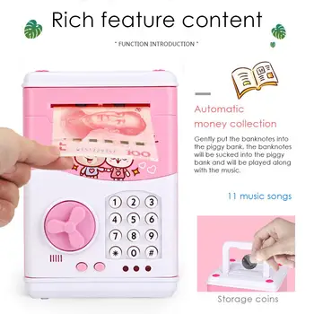 

Kids Electronic Piggy Bank ATM Password Money Box ATM Bank Safe Box Automatic Deposit Banknote Christmas Gift