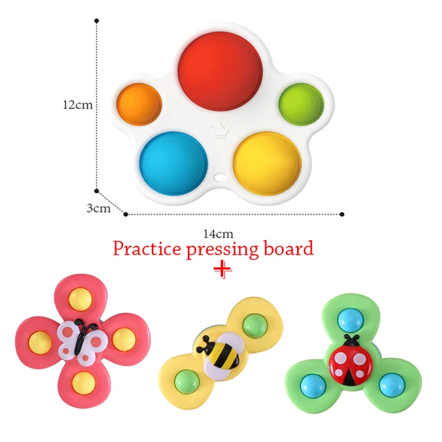 Baby Rattles Toy For Kids Bathroom Shower Gyro Animal Sucker Spinner Montessori Touch Sensory Toys For Newborn Infant 0-12 Month set3