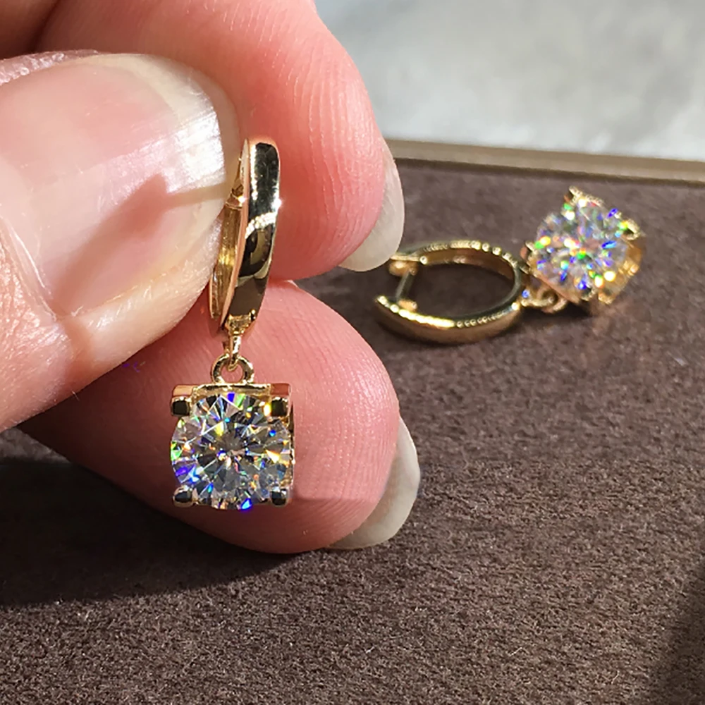 

Серьги-Клипсы из желтого золота, 2 карата, с муассанитом