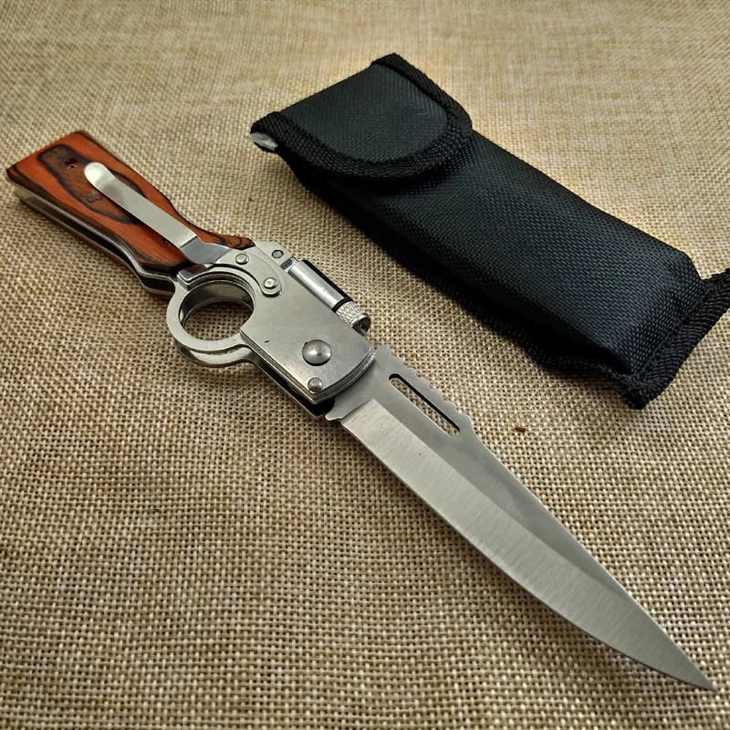 LED Light Military Tactical Folding 5Cr17 Steel Combat Knife Camping Hunting Survival Knives Wood Handle Outdoor Pocket | Инструменты