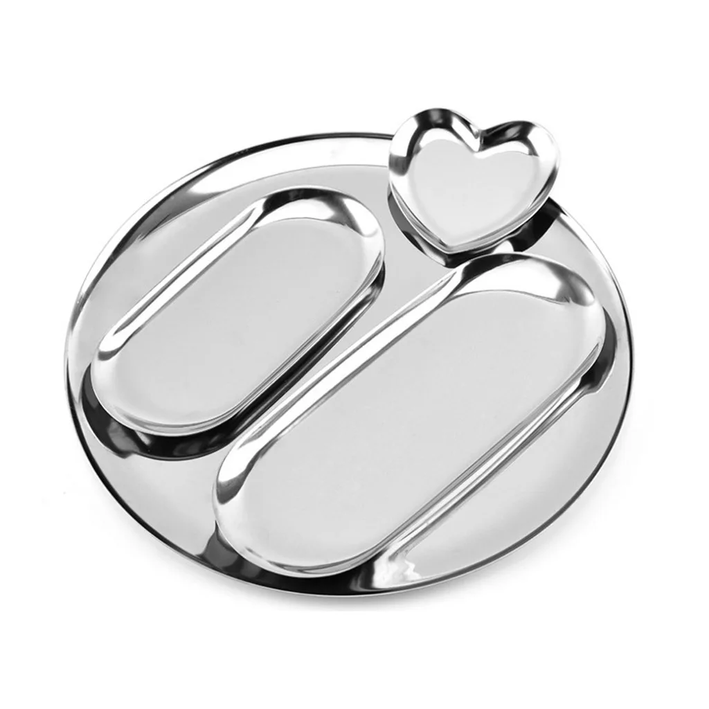 Silver Набор 4 шт. подносы для хранения из нержавеющей стали Роскошные ювелирные изделия ожерелье кольцо органайзер для сережек тарелка еда конфеты сервировочное блюдо - Цвет: Silver