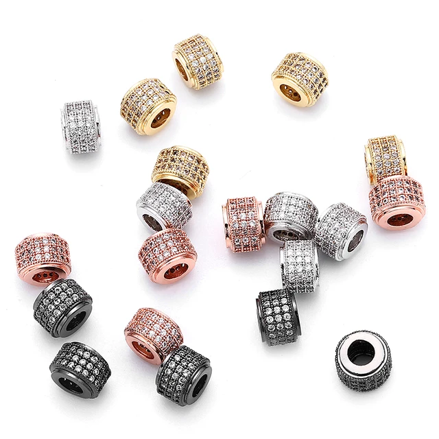 MINHIN DIY Charm Spacer Beads Supplies 3 Rows Pave Cubic Zirconia