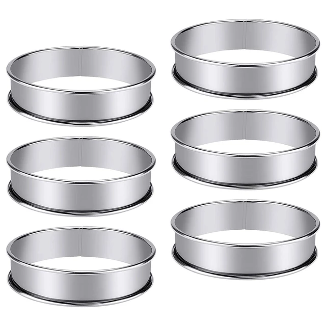 6 PCS Cooking Round Cake Ring Mold, Stainless Steel Muffin Tart Rings,  Metal Molds Double Rolled Crumpet Circular Pastry - AliExpress