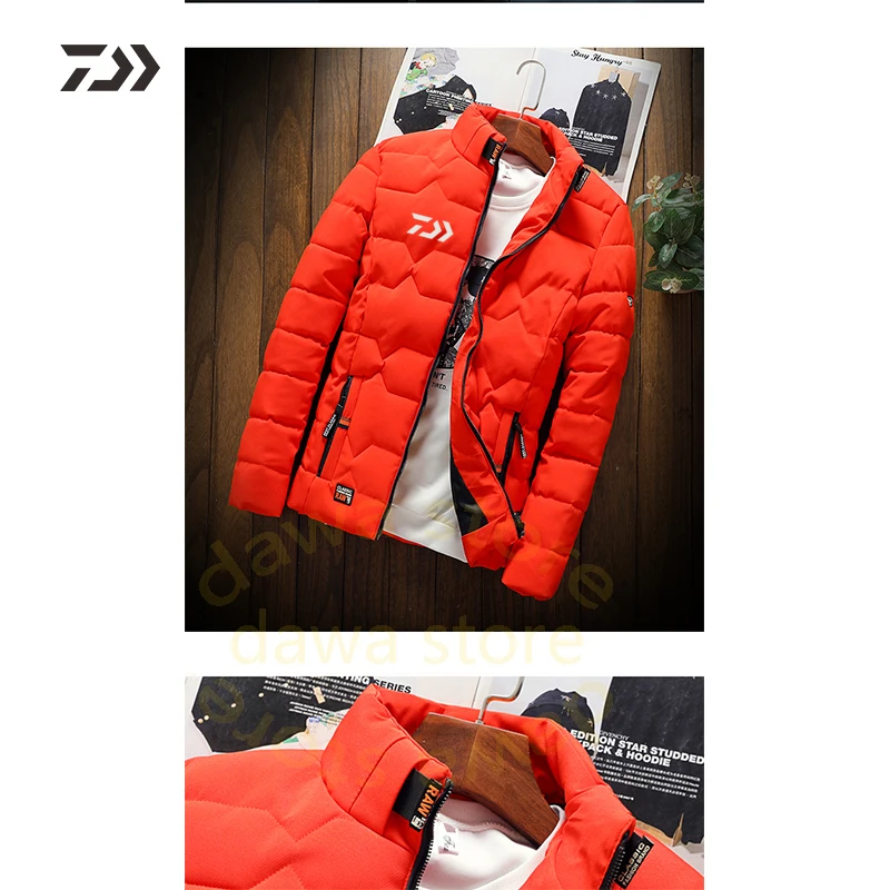 Осенне-зимняя куртка для рыбалки Daiwa, зимние костюмы для рыбалки, утолщенные теплые рубашки для рыбалки, мужские уличные зимние пуховики
