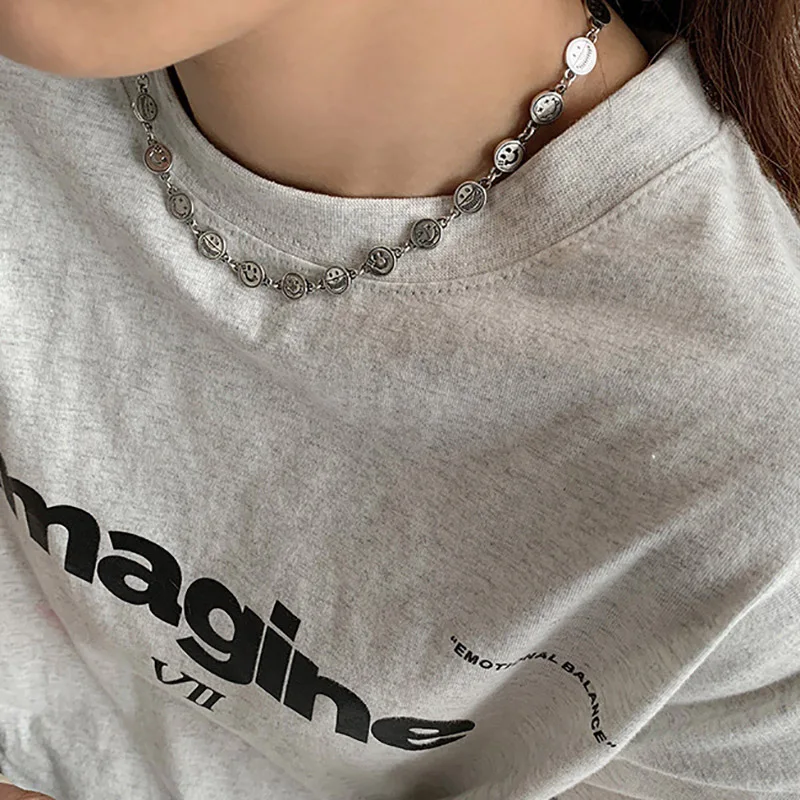 Mewanry Spring New 925 Sterling Silver Smiley Face Clavicle Chain Sweater Necklace Vintage Punk Birthday Party Jewelry Gifts - Image 6