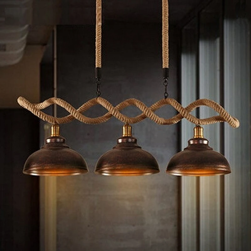 Hemp Rope Loft Style Pendant Lights 3E27 LED Edison Bulb Industrial Vintage Hanglamp Fixtures Pendant Lamp Luminaire Suspension (6)