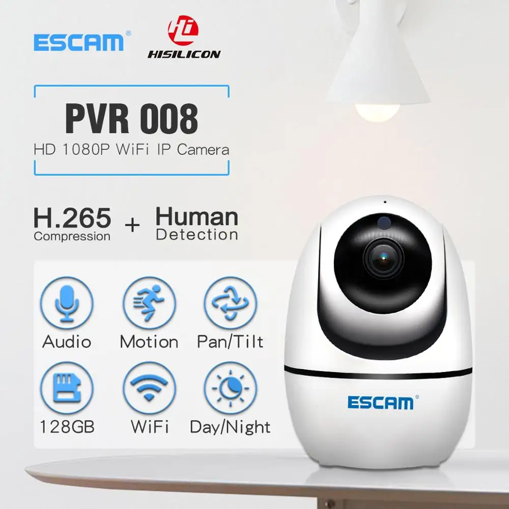 2019 Hot sale ESCAM PVR008 2MP 1080P Auto Tracking Wireless PTZ Camera Motion Detection P2P IP | Безопасность и защита