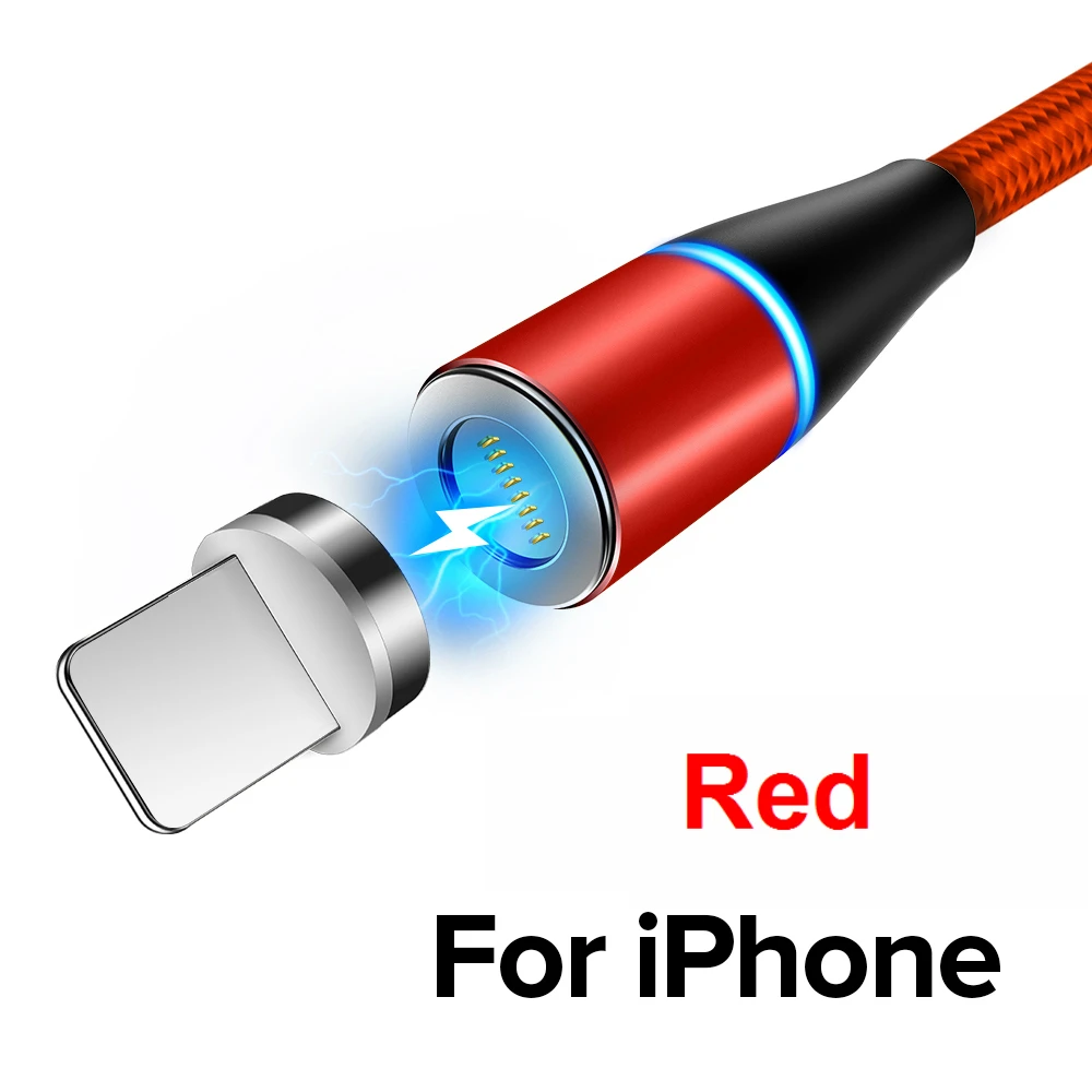 NOHON 3A Магнитный кабель для передачи данных для iPhone XS MAX 8 7 6 микро приборноая Тип usb C кабель передачи данных для быстрой зарядки для samsung Xiaomi huawei на перезарядку телефона - Цвет: Red for iPhone