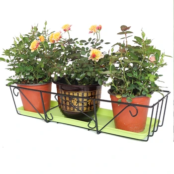

Iron Art Suspension Type Railing Flower Rack Rectangle Flowerpot Frame Balcony Grow Vegetables Flower Rack