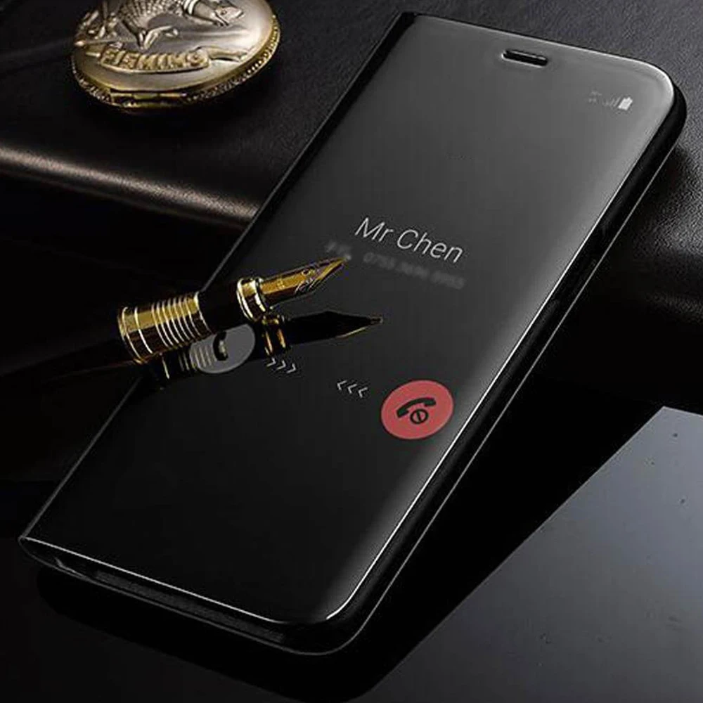 Прозрачный умный чехол для Samsung A20 A30 A40 A50 A70 A3 A5 A6 Plus A7 A8 A9 J3 J4 J5 J6 откидной кожаный