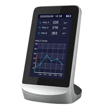 

Digital Air Quality Monitor PM2.5 HCHO/TVOC AQI Gas Detector w/ History Function