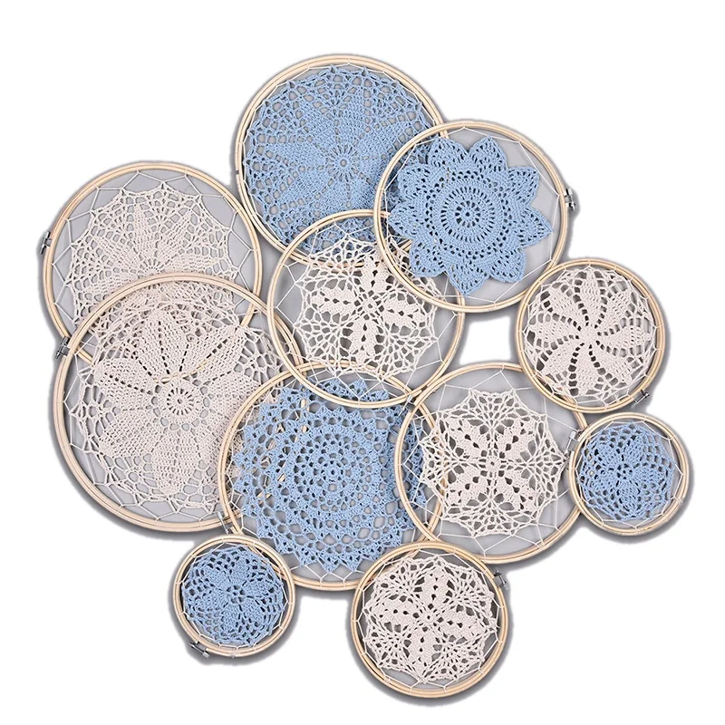 

Diy Large Doily Lace Dream Catcher Set,Boho Dream Catcher,Wall Hanging,Bohemian Home Decor,Boho Bedroom Decor Blue