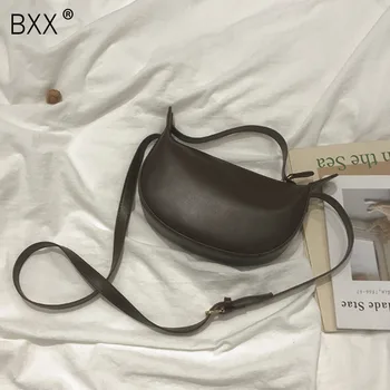

[BXX] Solid Color PU Leather Crossbody Saddle Bags For Women 2020 Fashion New Shoulder Messenger Bag Lady Travel Handbags HK473