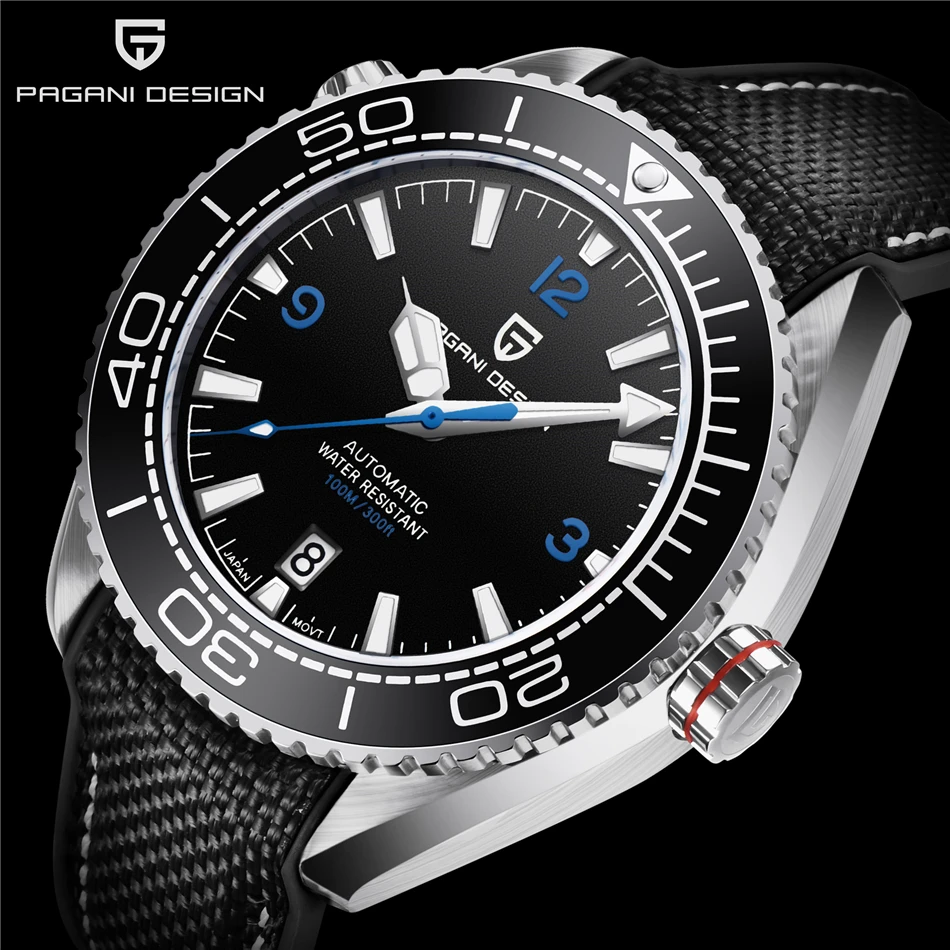 PAGANI DESIGN Men's Automatic Mechanical Watch Ceramic Bezel 100M Waterproof NH35A Movement Luxury Sapphire Glass Watch for Men