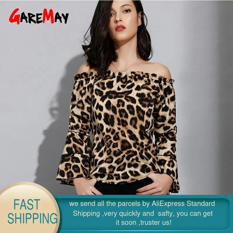 Блузка с леопардовым принтом Классическая шифоновая блузка длинным рукавом