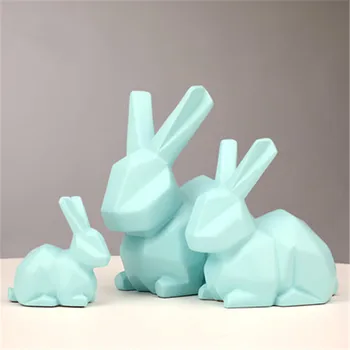 

Nordic Style Geometric Rabbit Figurine Modern Living Room Desktop Creative Resin Cute Auspicious Rabbit Statue Home Decor A1490