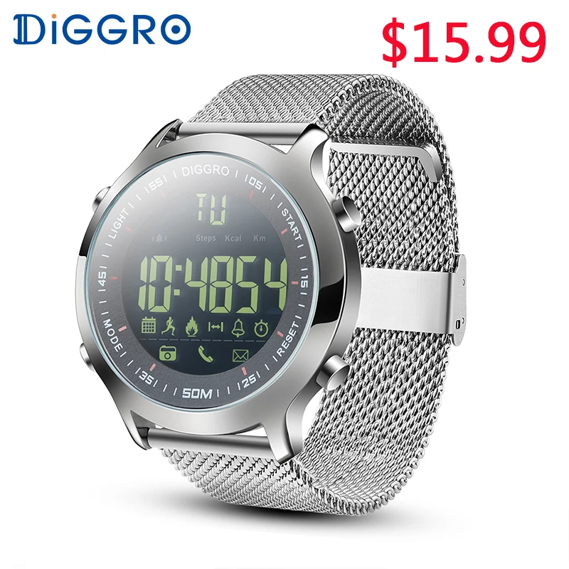 Умные часы Diggro DI04, IP68, водонепроницаемые, 5 АТМ, шагомер, напоминание о сообщениях, для плавания, фитнес-часы для Android, IOS, умные часы